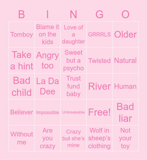 Gacha Singing Battles Bingo Card