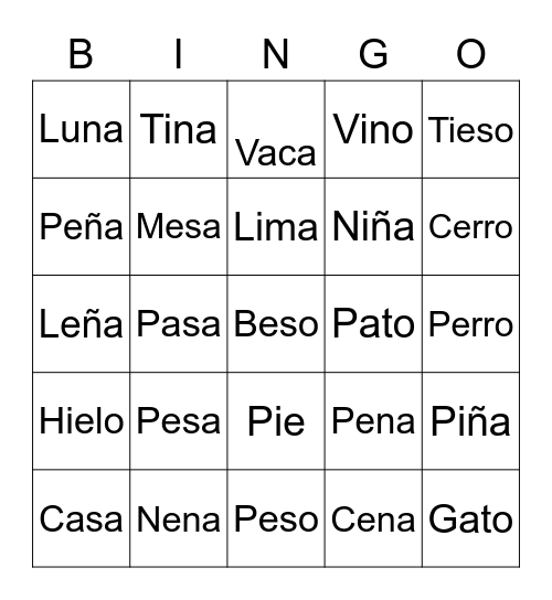 EJERCICIOS #1 Bingo Card