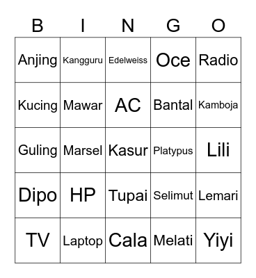 Punya Ezra Bingo Card