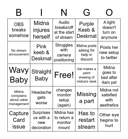 Midna's Desk Adventure Bingo Card