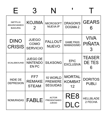 E3N'T bingo Card