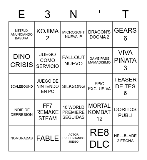 E3N'T bingo Card