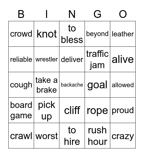 REVIEW UNIT 1-5 Bingo Card