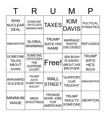 REPUBLICAN BINGO Card