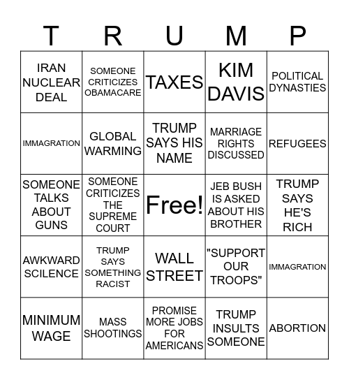 REPUBLICAN BINGO Card