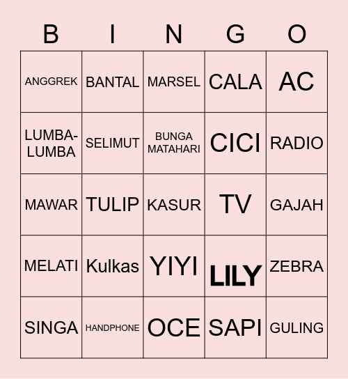 Raya’s Bingo Board! Bingo Card