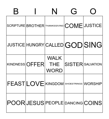 Walk the Word Bingo Card