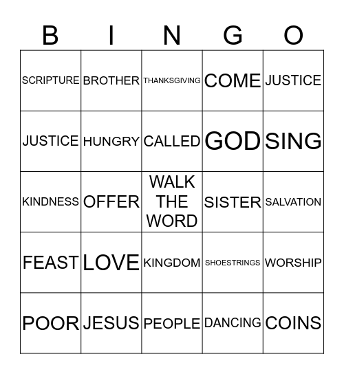 Walk the Word Bingo Card