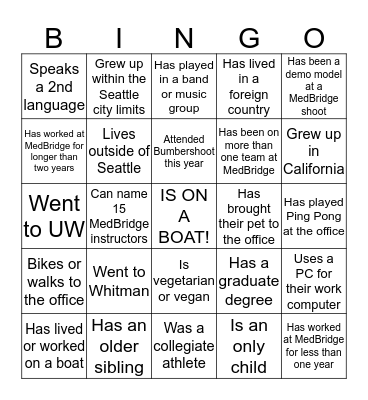 MedBridge Boat Bingo Card
