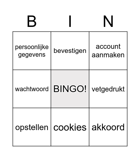 Bingo Gmailwoorden Bingo Card
