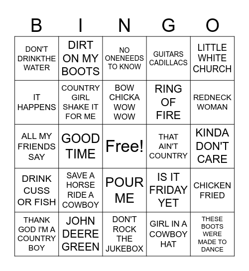 4-COUNTRY DANCE COVER ALL Bingo Card