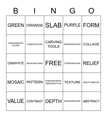 ART CLASS BINGO Card