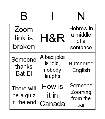 Company Update Bingo Card