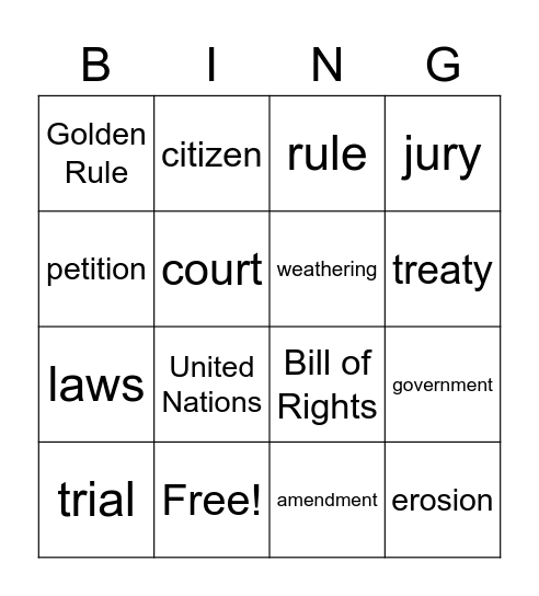 SS Chapter 4 Review Bingo Card