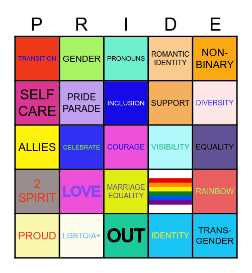 PRIDE Bingo Card