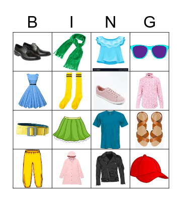 Clothes Bingo Card