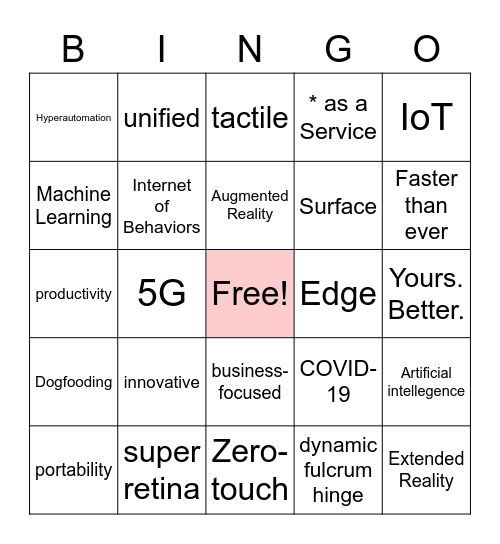 Tech Buzzword Bingo Card