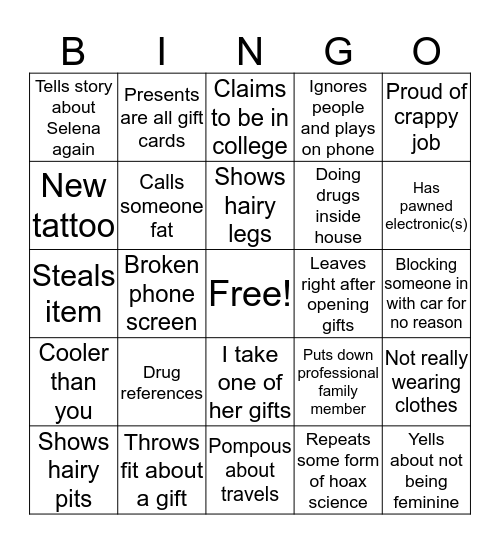 Jackie Bingo Card