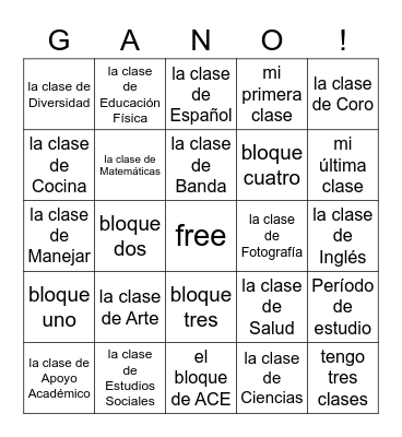 Las clases Bingo Card