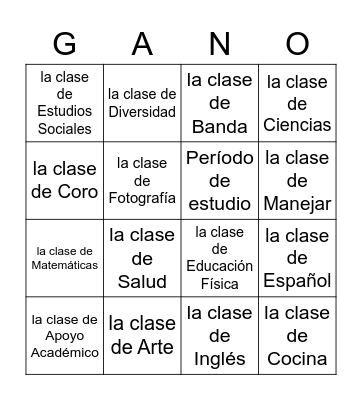 Las clases Bingo Card