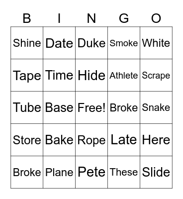 Long Vowels Bingo Card