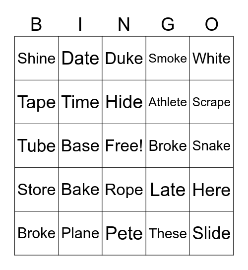 Long Vowels Bingo Card