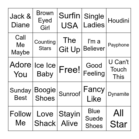 SINGO! Bingo Card