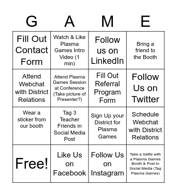 LevelUpLearning with Plasma Games Bingo Card