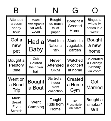 Pandemic Bingo Card