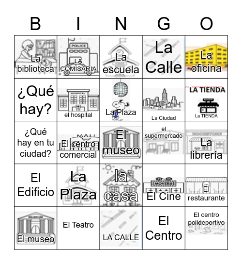UNIT 2: En La Ciudad Bingo Card