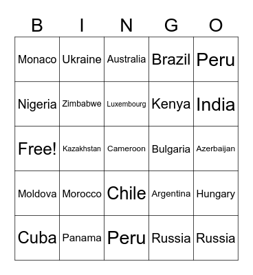 Backpacker Bingo Card
