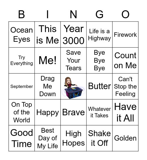 DJ Czekay's Pop Song Bingo Card