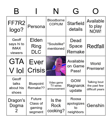 Summer Games Fest 2022 Bingo Card