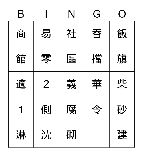 Number Bingo 1-25 Bingo Card