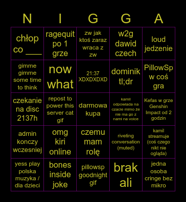 /com checklist Bingo Card