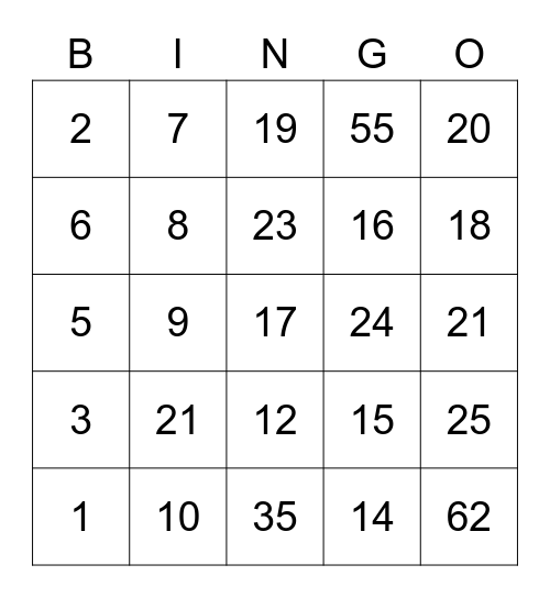 bingo card numbers 1 75