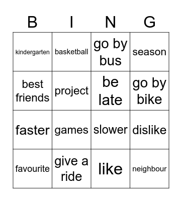 What did we learn? Bingo Card