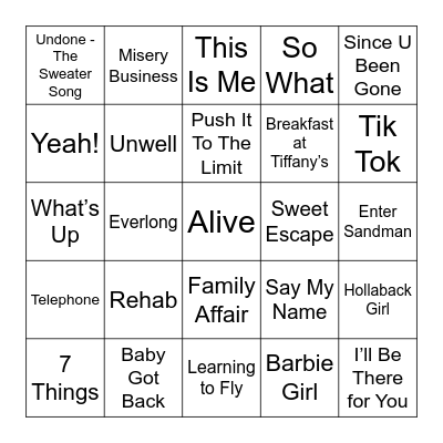 YP B Bingo Card