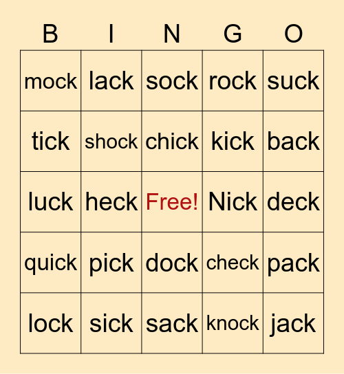 Lv2 Week4 Lesson 1 - ck Bingo Card