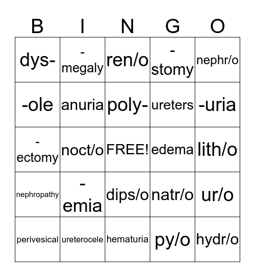 urinary-system-medical-terminology-bingo-bingo-card