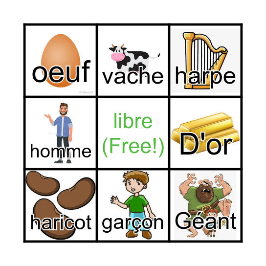 Jack et le Haricot Magique Bingo Card