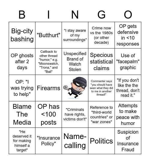 WUS "Theft Thread" Bingo! Bingo Card