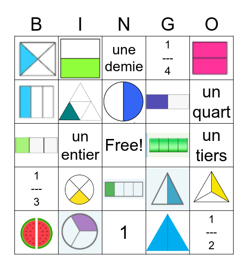 Bingo des Fractions Bingo Card