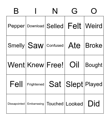 VOCABULARY Bingo Card