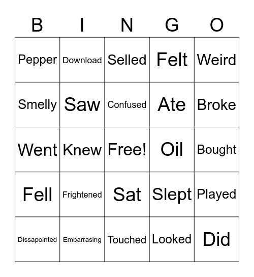 VOCABULARY Bingo Card