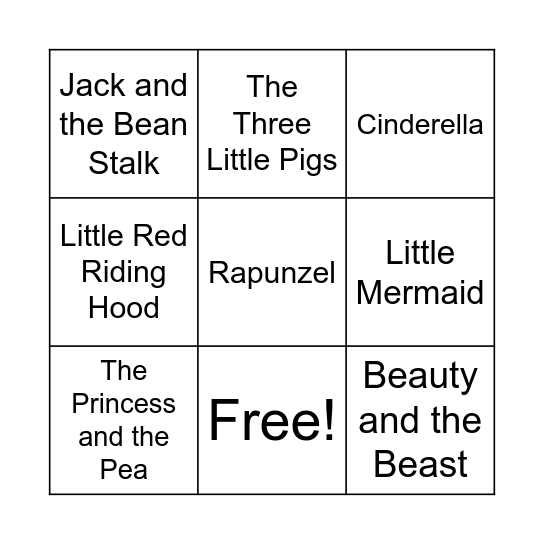 Fairytale Bingo Card