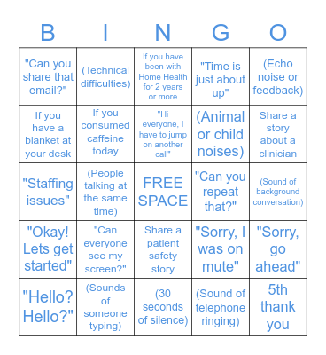 Providence Home Health BINGO Card