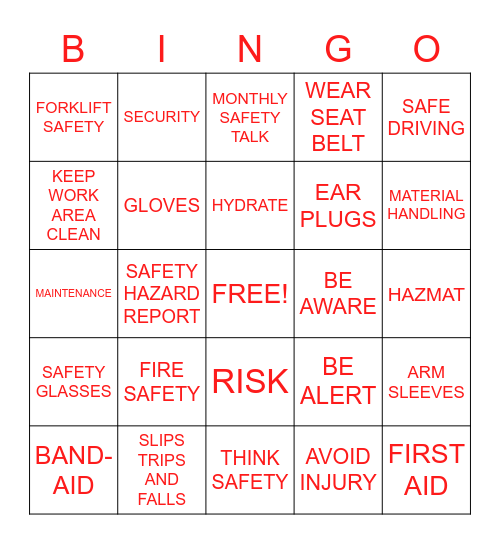 Safety Bingo 05.02.2022 Bingo Card