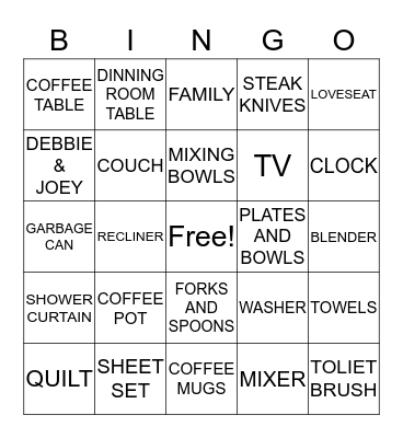 DEBBIE AND JOEY Bingo Card