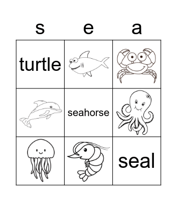 Sea animals Bingo Card